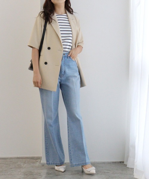 「Pierrot」 テーラードジャケット L グレイッシュベージュ レディース_画像7