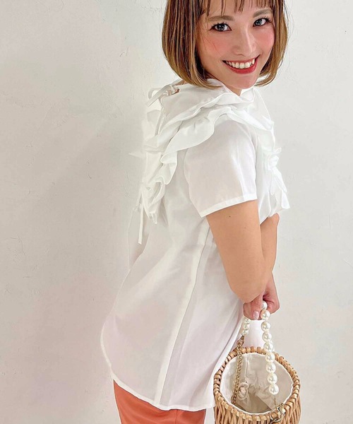 「M y u」 半袖ブラウス FREE ホワイト レディース_画像2