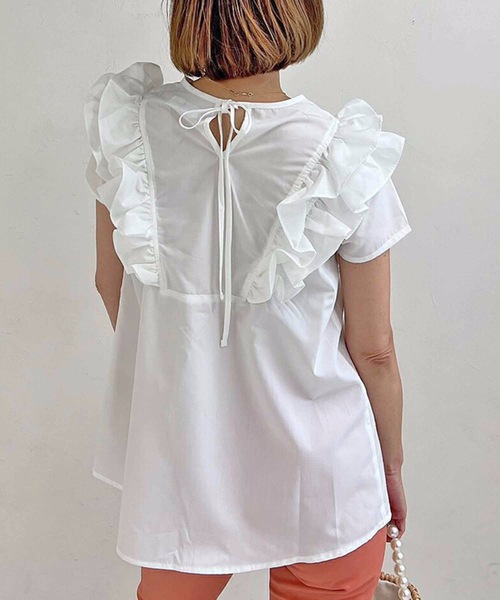 「M y u」 半袖ブラウス FREE ホワイト レディース_画像3