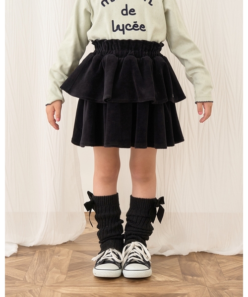 ティアードスカート・120 スカート 「もっちりベロア」ティアードスカート「子供服」「キッズ