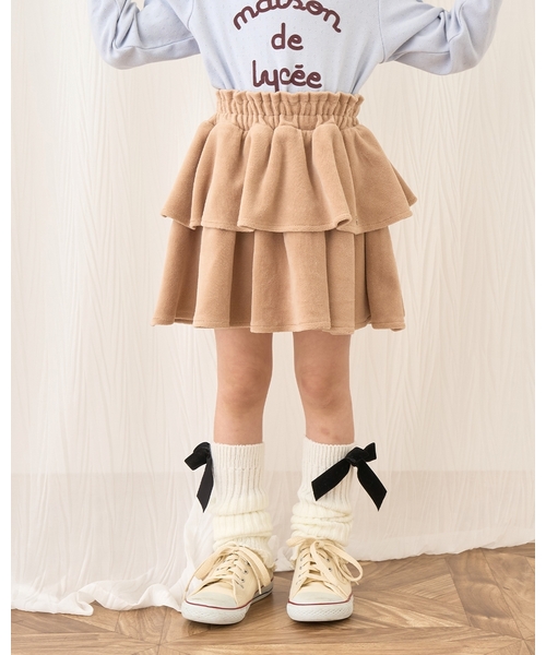 スカート 「もっちりベロア」「セットアップ可」ティアードスカート