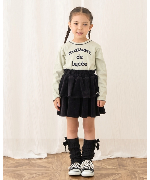 スカート 「もっちりベロア」「セットアップ可」ティアードスカート