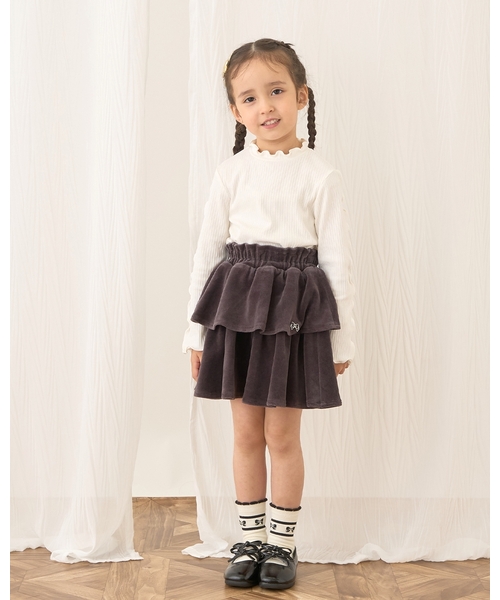 スカート 「もっちりベロア」ティアードスカート「子供服」「キッズ