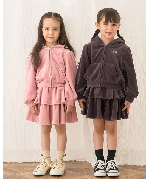 スカート 「もっちりベロア」ティアードスカート キッズ 子供服 女の子