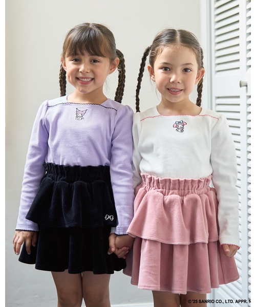 スカート 「もっちりベロア」ティアードスカート「子供服」「キッズ