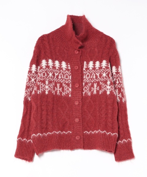 AsRiRe カーディガン 25aw/ノルディック柄ハイネックニット