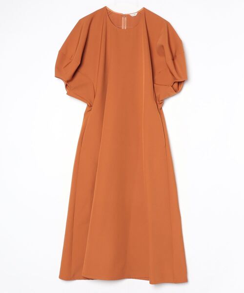 【美品】CLANE クラネ ランタンスリーブフレアワンピース オレンジ サイズ1 CLANE（クラネ） 半袖ワンピース 1 オレンジ レディース : ZOZOTOWN
