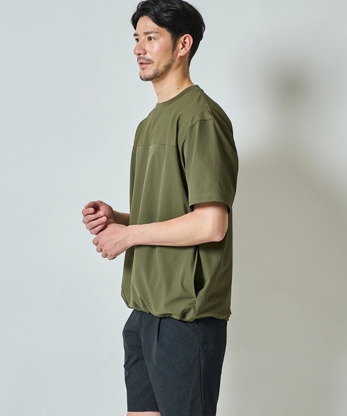 TETE HOMME（テット オム） tシャツ ナイロンストレッチ切替えクルー