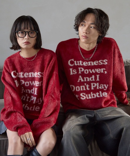 PBLIM ニット セーター 「UNISEX」メッセージシャギーニット