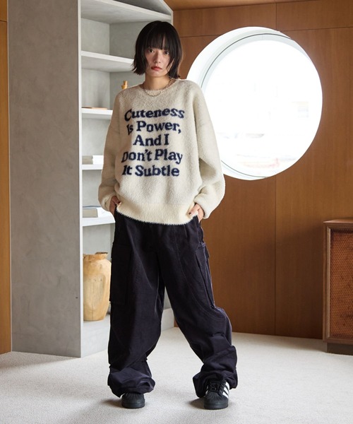 PBLIM ニット セーター 「UNISEX」メッセージシャギーニット