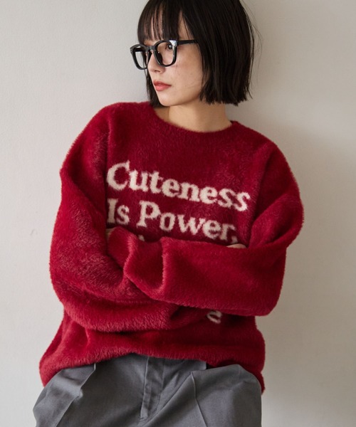 PBLIM ニット セーター 「UNISEX」メッセージシャギーニット