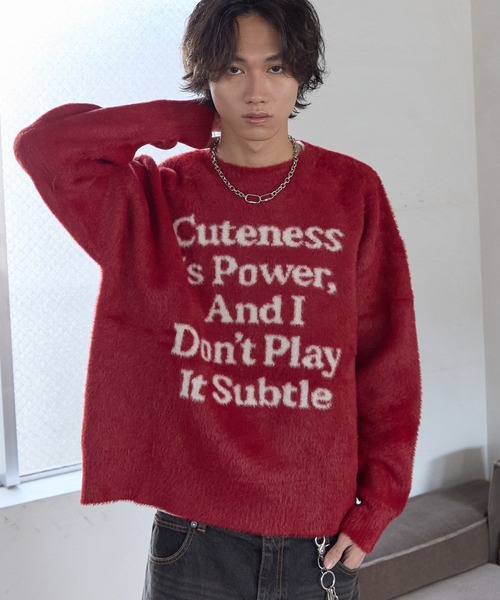 PBLIM ニット セーター 「UNISEX」メッセージシャギーニット