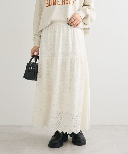 Green Parks（グリーンパークス） スカート 起毛レースティアード