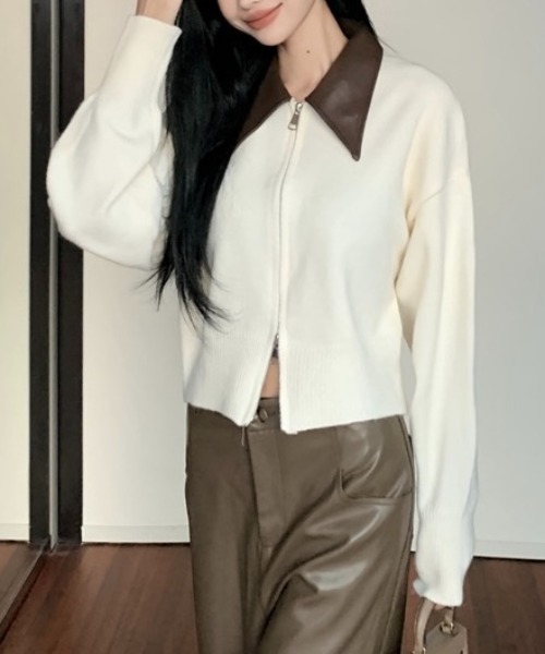 「LADY LIKE」 ニットカーディガン M レッド レディース_画像6