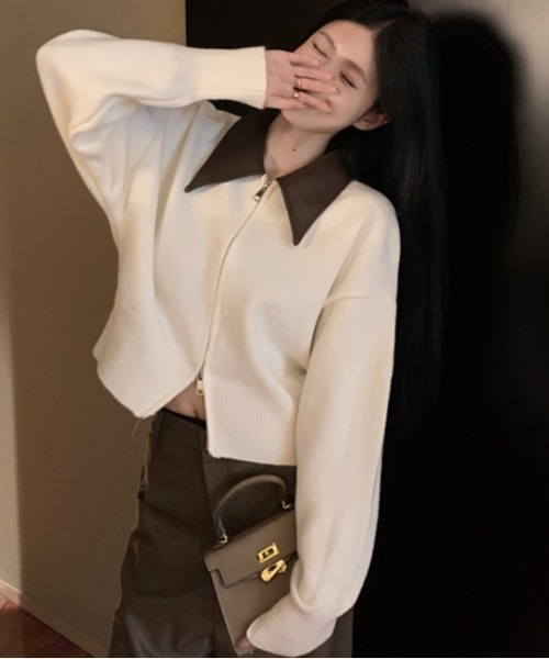 「LADY LIKE」 ニットカーディガン M レッド レディース_画像8