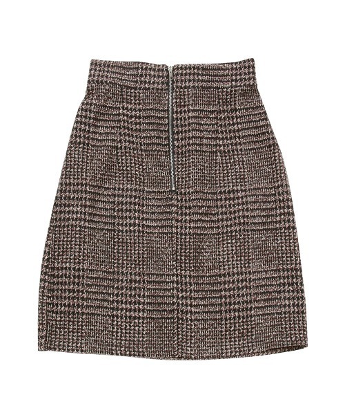 スカート ゴブラン グレンチェック フロントジップミニスカート