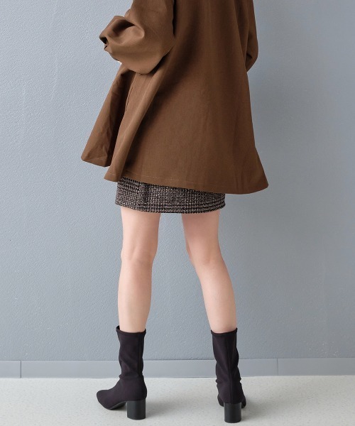 スカート ゴブラン グレンチェック フロントジップミニスカート