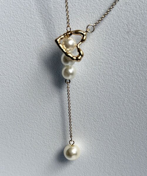 Chez toi（シェトワ） ネックレス ハートとパールロングネックレス