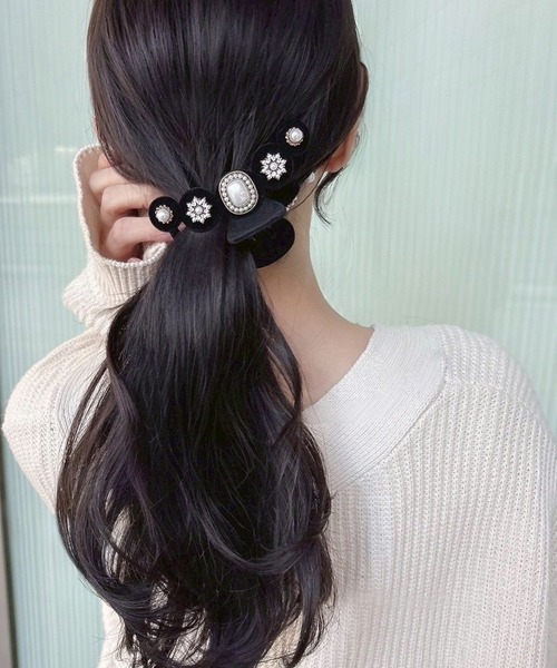ヘアクリップ ベロアアンティークパールバンス : ZOZOTOWN Yahoo!店