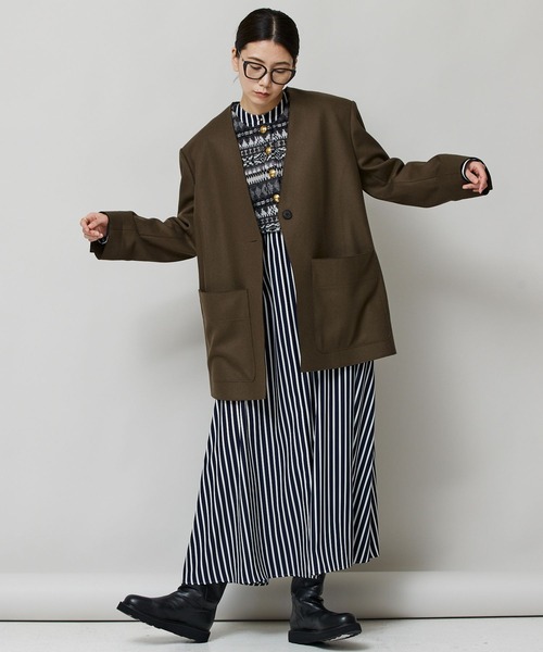 Curensology（カレンソロジー） ノーカラージャケット FREE カーキ