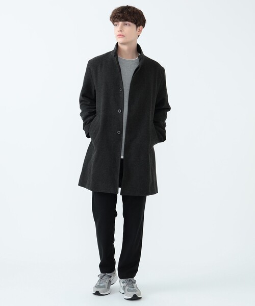 「BEAMS HEART」 ステンカラーコート M チャコールグレー メンズ_画像7