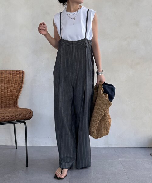 ドゥドゥ◇サロペット◇美品 DouDou（ドゥドゥ） オールインワン 「WEB限定」ハイウエスト