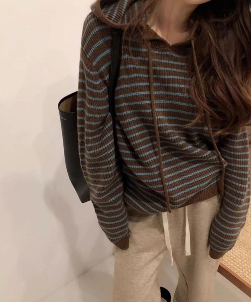 「MEMECLE」 長袖ニット M ブラウン レディース_画像3