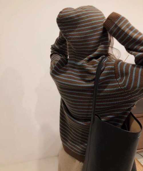 「MEMECLE」 長袖ニット M ブラウン レディース_画像4