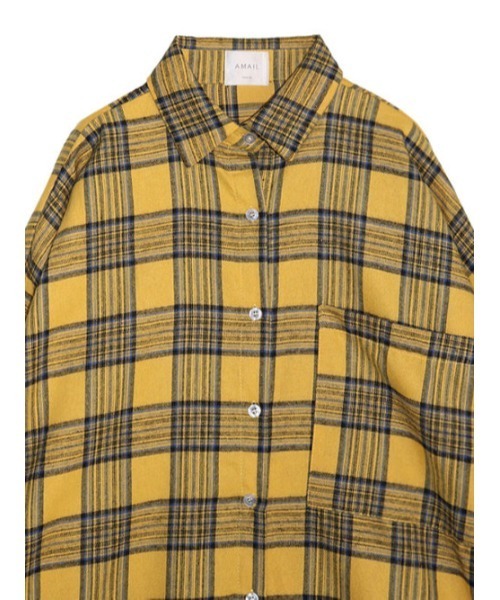 「AMAIL」 長袖ネルシャツ FREE ブラック レディース_画像6