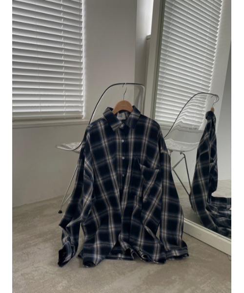 「AMAIL」 長袖ネルシャツ FREE ブラック レディース_画像9