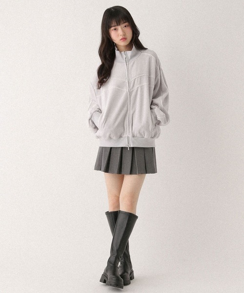 Heather ベロアレースラインブルゾン ネイビー フリーサイズ 春 ブルゾン Heather（ヘザー） ブルゾン アウター ベロアレースラインブルゾン
