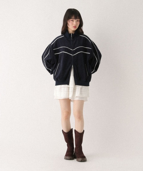 Heather（ヘザー） ブルゾン アウター ベロアレースラインブルゾン