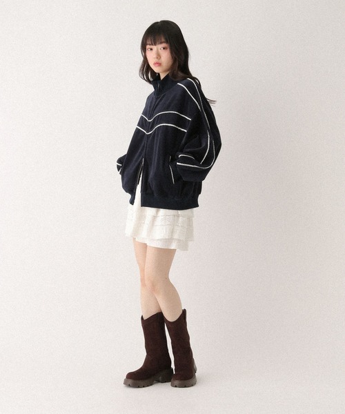 Heather（ヘザー） ブルゾン アウター ベロアレースラインブルゾン