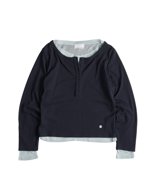 「MUHET」 長袖カットソー FREE ネイビー レディース_画像2