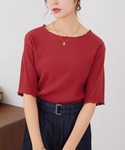 tシャツ ひんやりリブ メロウデザイントップス...の詳細画像2