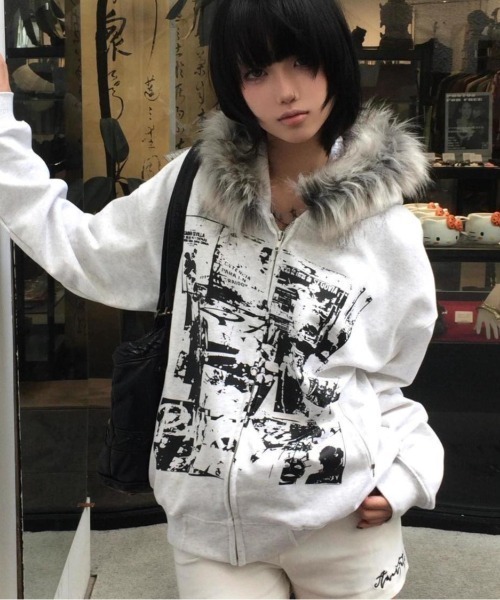 「FreeZone」 ジップアップパーカー FREE ライトグレー メンズ_画像2