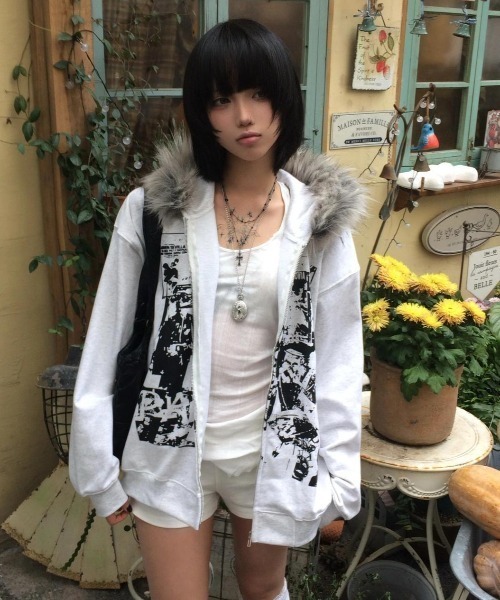 「FreeZone」 ジップアップパーカー FREE ライトグレー メンズ_画像5