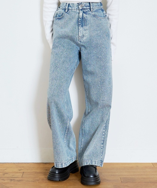 とわ様用　STONE  デニムパンツ LOVETOXIC ワイドパンツ パンツ オシャ映えストーンデニムパンツ