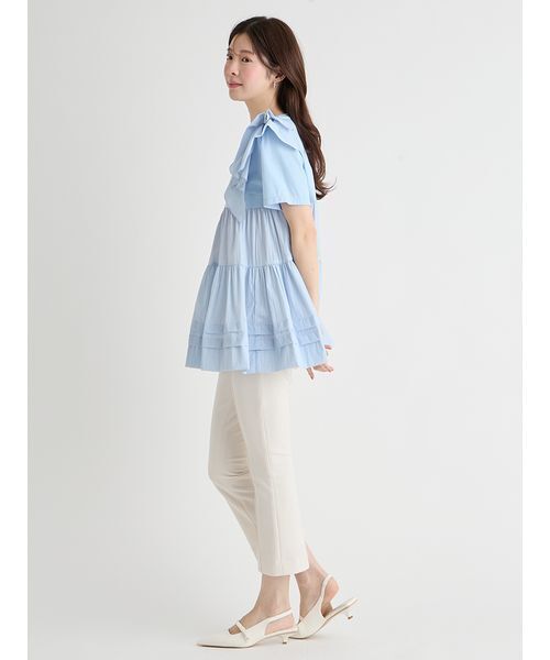 【CELFORD】ショルダーフリルペプラムカットソー 美品】セルフォード□ショルダーフリルペプラムカットソー ブラウス