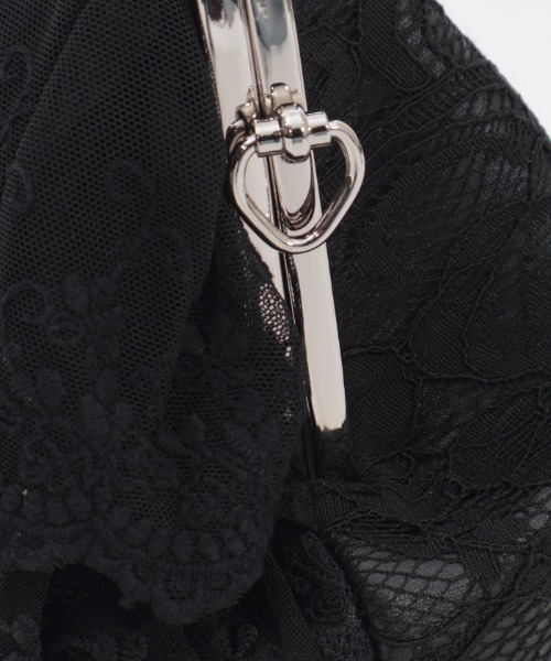 【axes femme】新品未使用 2way レースフリルがま口バッグ ブラック axes femme（アクシーズ ファム） ボストンバッグ レースフリルがま口