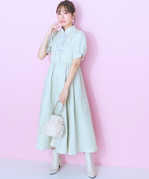 「marun」 半袖ワンピース LL グリーン レディース_画像6