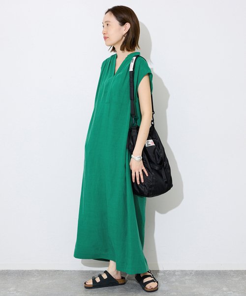 SLOBE IENA（スローブイエナ） ワンピース リネン混キーネックコクーン