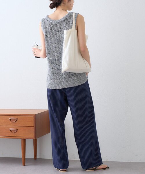 ベスト ジレ 「オールシーズン活躍」深Uスパンコールラメニットベスト レディースの画像