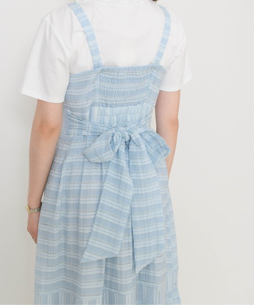 【Reneルネ】2026夏コレクション「新品」半袖ワンピース 水色×白ストライプ 31 Sons de mode（トランテアン ソン ドゥ モード） ワンピース 2026春