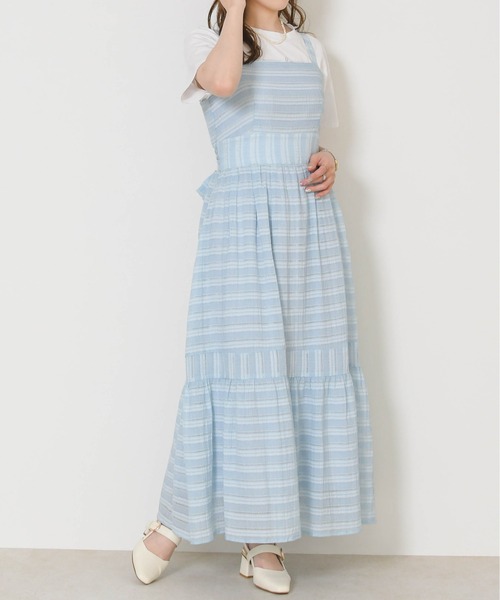 【Reneルネ】2026夏コレクション「新品」半袖ワンピース 水色×白ストライプ 31 Sons de mode（トランテアン ソン ドゥ モード） ワンピース 2026春