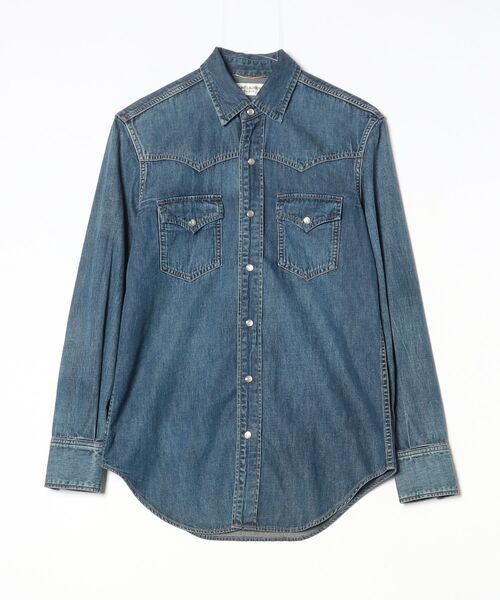 「SAINT LAURENT PARIS」 長袖シャツ S ブルー レディース