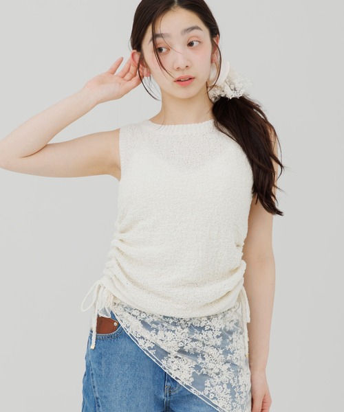 ニット セーター shirring soft knit tops（シャーリングソフトニット