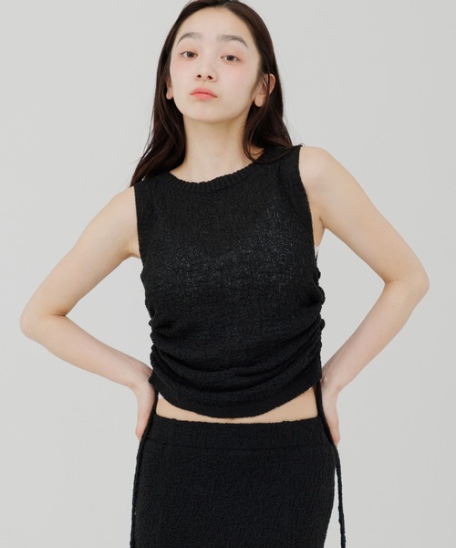 ニット セーター shirring soft knit tops（シャーリングソフトニット