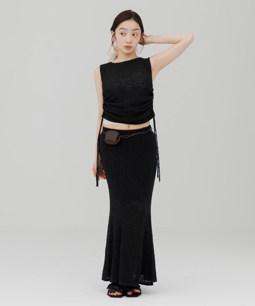 ニット セーター shirring soft knit tops（シャーリングソフトニット