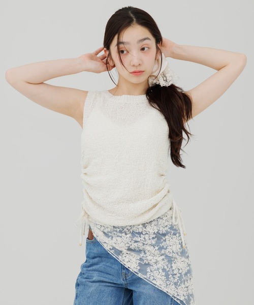ニット セーター shirring soft knit tops（シャーリングソフトニット